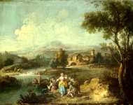 Giuseppe Zais - Landscape with a Group of Figures Fishing